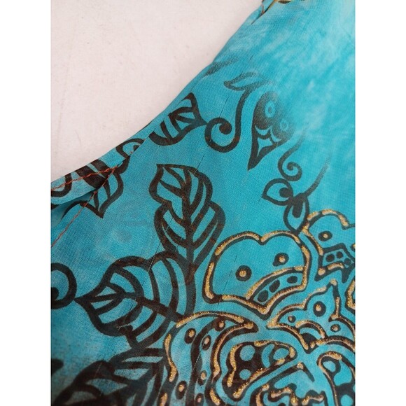 Cato Chiffon Blouse Turquoise Brown Gold Sz 22/24W - Picture 6 of 11